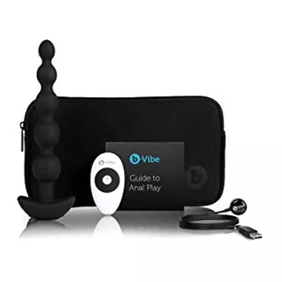 b-Vibe Remote Control Cinco XL Vibrating Anal Beads - Black