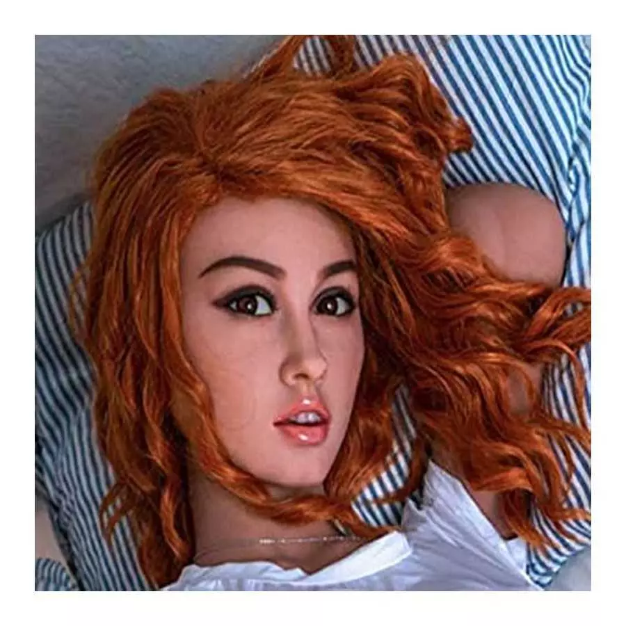 Realistic Silicone Sex Doll Head with Face Love Doll Adult Sex Toy Pussy Real Sex Toys Realistic Male Love Doll Wheat Skin（Only 