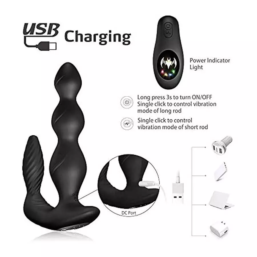 Male Vibrating Prostate Massager with 3 Powerful Motors 9 Vibration Modes for Wireless Remote Anal Play, Unisex Waterproof Silic