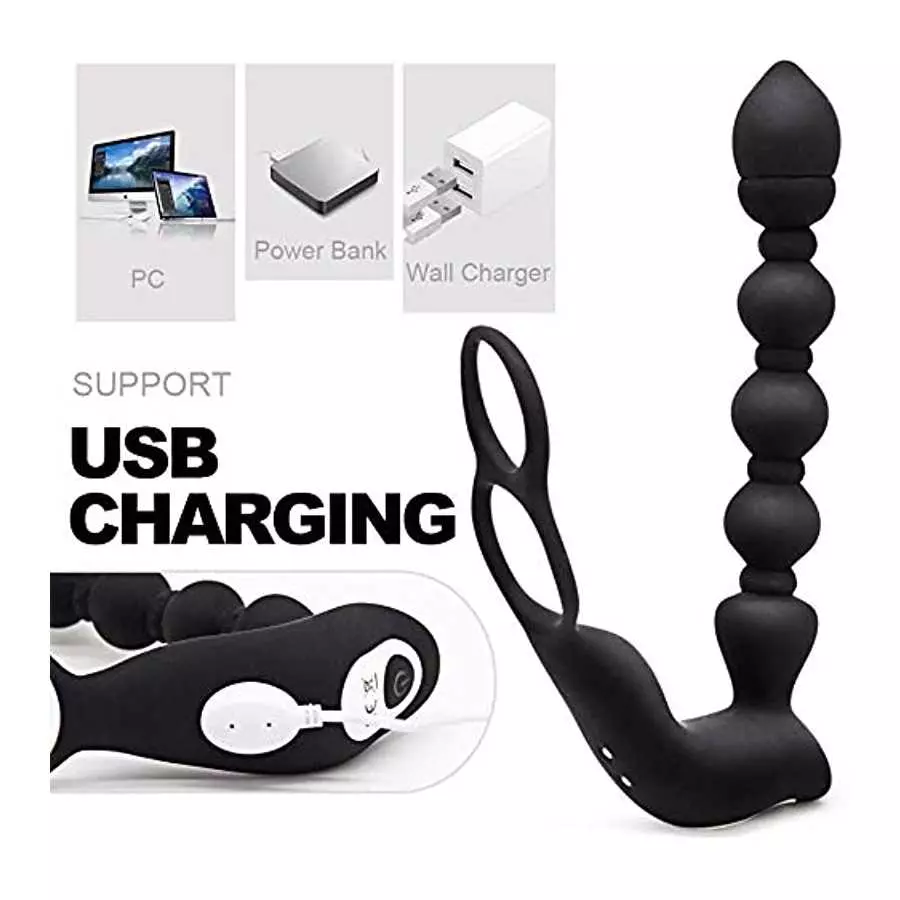 Anal Sex Toys with Penis Ring Anal Beads Rechargeable - Female Wearable Sex Stimulators - Prostate Stimulator Toys - Butt Massag