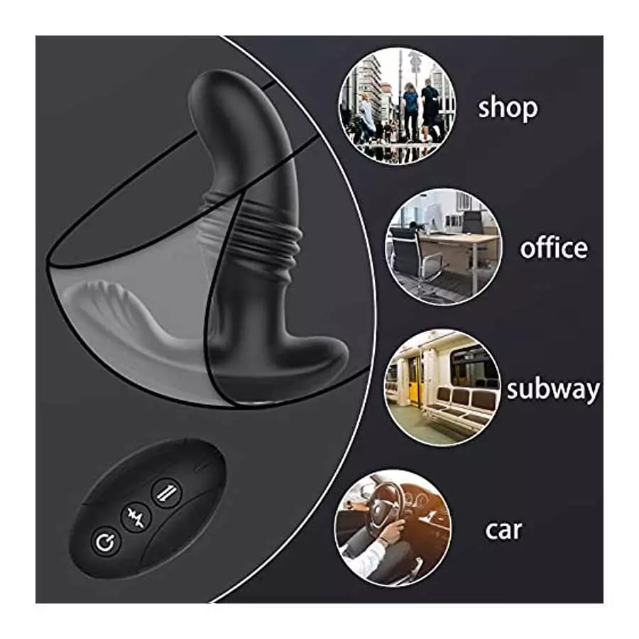Thrusting Anal Plug Vibrator for Men Women - Wireless Remote 7 Vibrating 3 Thrusting Adult Sex Toy Pleasure Devices Anales Plugs