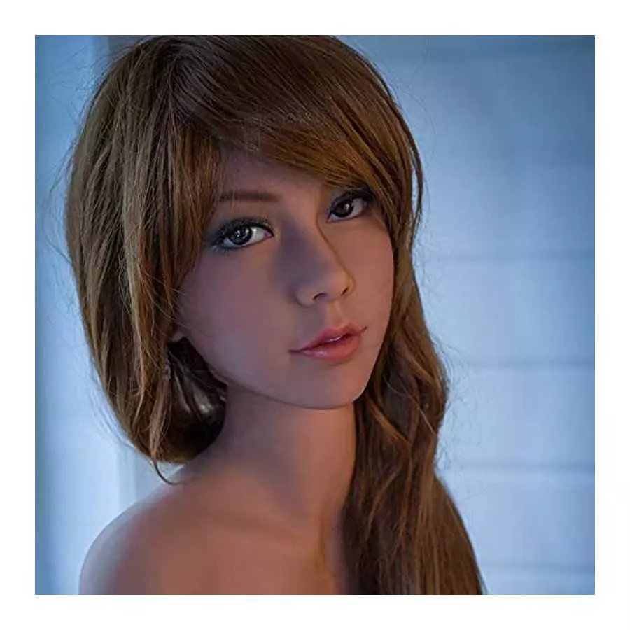 Male Masturbator Sex Doll Head for Torso Brown-Skin Masturbator Toy for Man Oral Play Realistic Women Face Sex Dolls for Men Mas