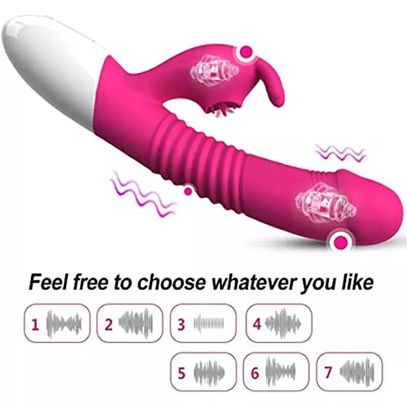 G Spot Rabbit Vibrator for Women Bunny Ears for Clitoris G-spot Stimulation,Waterproof Dildo Vibrator with 7 Powerful Vibrations