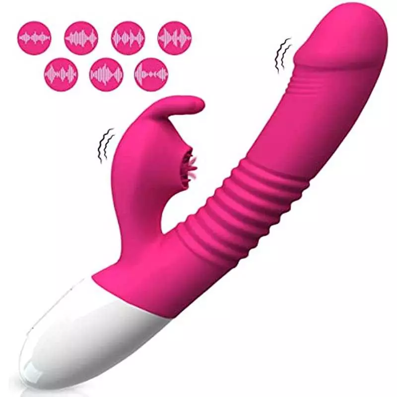 G Spot Rabbit Vibrator for Women Bunny Ears for Clitoris G-spot Stimulation,Waterproof Dildo Vibrator with 7 Powerful Vibrations