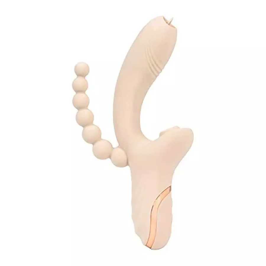 Dual Penetration Vibrator with Clitoris G Spot Stimulator and Anal Beads, Anal Sex Toy for Women or Couples (Wabi-Sabi Beige) 1. Dual Penetration Vibrator with Clitoris G Spot Stimulator and Anal Beads, Anal Sex Toy for Women or Couples (Wabi-Sabi Beige) 1.