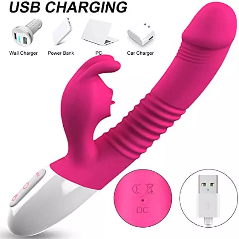 G Spot Rabbit Vibrator for Women Bunny Ears for Clitoris G-spot Stimulation,Waterproof Dildo Vibrator with 7 Powerful Vibrations