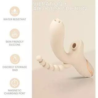 Dual Penetration Vibrator with Clitoris G Spot Stimulator and Anal Beads, Anal Sex Toy for Women or Couples (Wabi-Sabi Beige) 1. Dual Penetration Vibrator with Clitoris G Spot Stimulator and Anal Beads, Anal Sex Toy for Women or Couples (Wabi-Sabi Beige) 1.