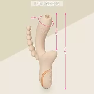 Dual Penetration Vibrator with Clitoris G Spot Stimulator and Anal Beads, Anal Sex Toy for Women or Couples (Wabi-Sabi Beige) 1. Dual Penetration Vibrator with Clitoris G Spot Stimulator and Anal Beads, Anal Sex Toy for Women or Couples (Wabi-Sabi Beige) 1.