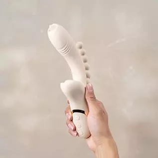 Dual Penetration Vibrator with Clitoris G Spot Stimulator and Anal Beads, Anal Sex Toy for Women or Couples (Wabi-Sabi Beige) 1. Dual Penetration Vibrator with Clitoris G Spot Stimulator and Anal Beads, Anal Sex Toy for Women or Couples (Wabi-Sabi Beige) 1.