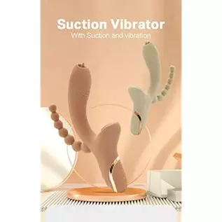 Dual Penetration Vibrator with Clitoris G Spot Stimulator and Anal Beads, Anal Sex Toy for Women or Couples (Wabi-Sabi Beige) 1. Dual Penetration Vibrator with Clitoris G Spot Stimulator and Anal Beads, Anal Sex Toy for Women or Couples (Wabi-Sabi Beige) 1.