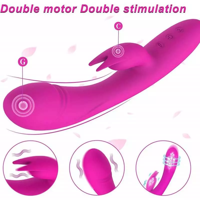 Rabbit Vibrator Sex Toys for Women, LUGAGA G Spot Rose Vibrator Dildo with 10 Vibrations and One-Click Enhanced Mode, Powerful D