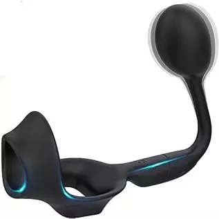 Vibraitng Prostate Massager Men's Butt Plug Anal Vibrator with Penisring,Silicone Anal Plug with 10 Strong Vibration Remote Cont