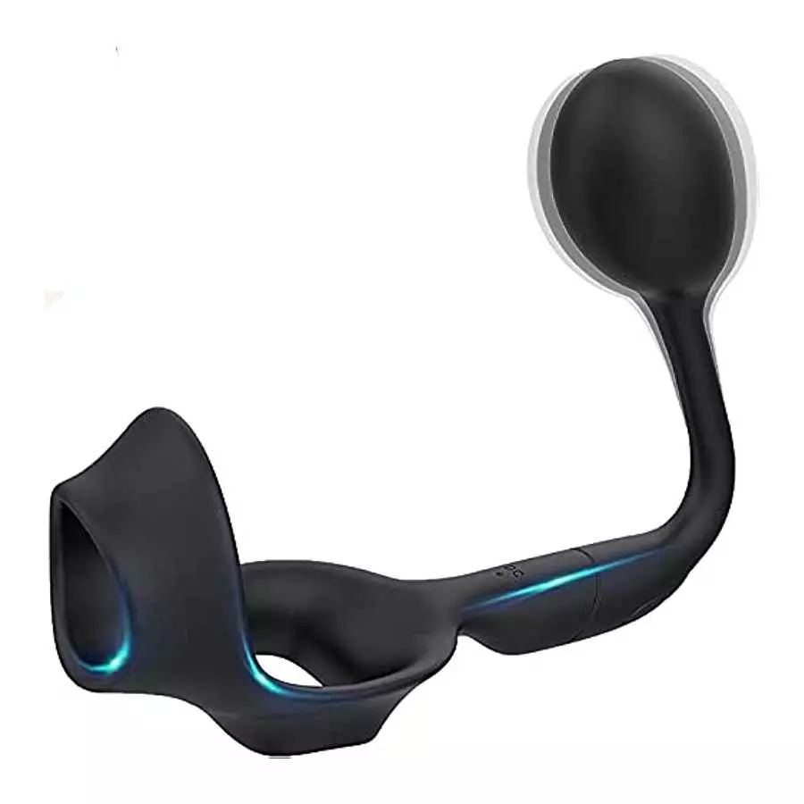 Vibraitng Prostate Massager Men's Butt Plug Anal Vibrator with Penisring,Silicone Anal Plug with 10 Strong Vibration Remote Cont