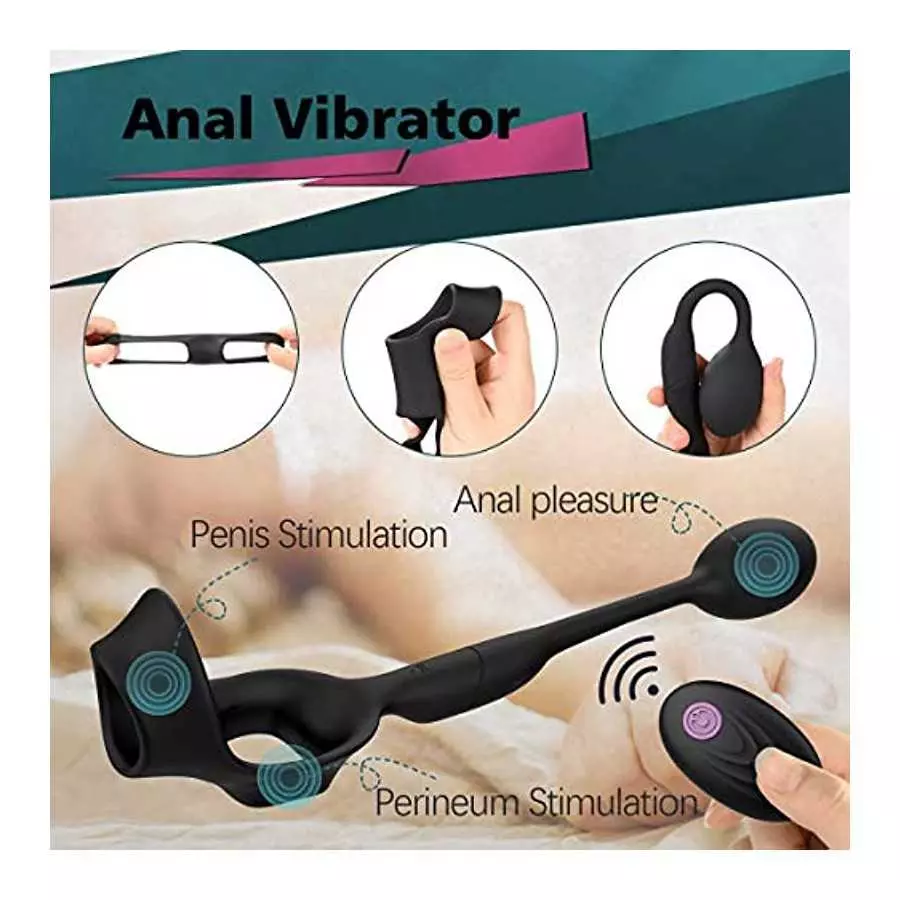 Vibraitng Prostate Massager Men's Butt Plug Anal Vibrator with Penisring,Silicone Anal Plug with 10 Strong Vibration Remote Cont