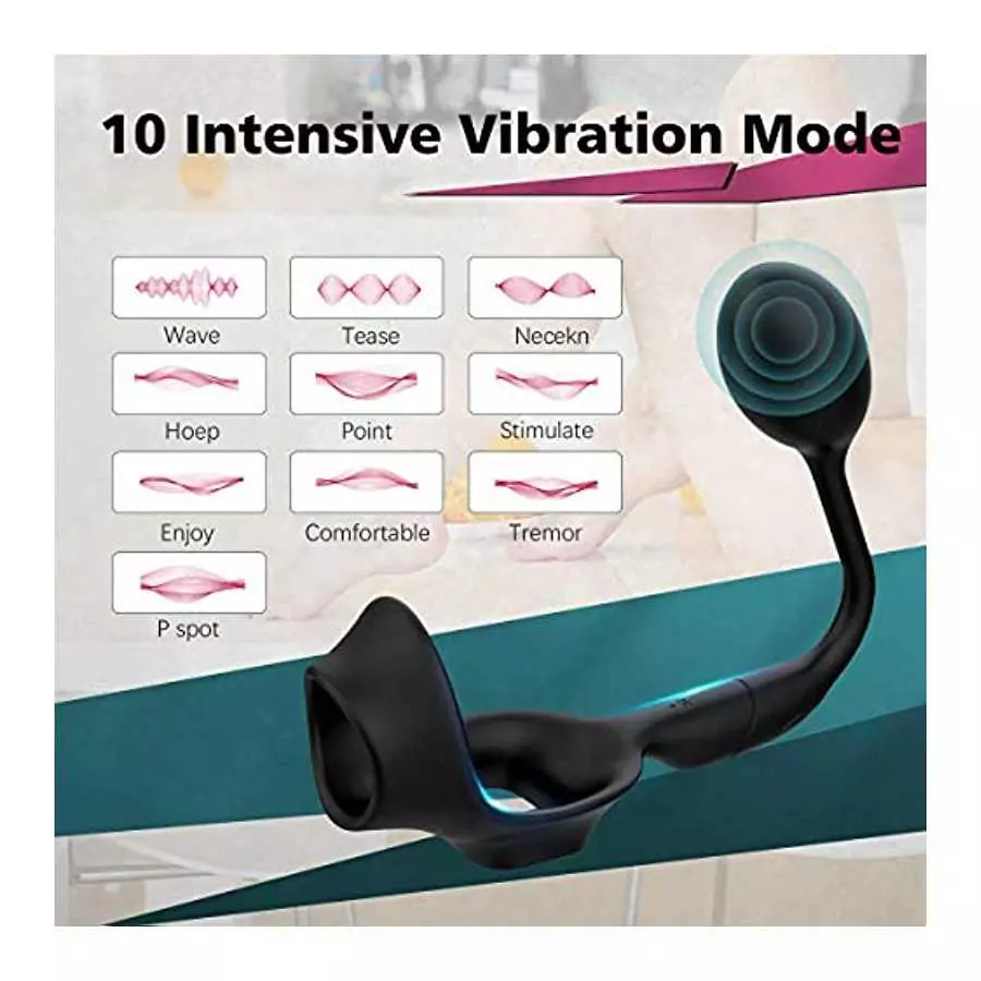 Vibraitng Prostate Massager Men's Butt Plug Anal Vibrator with Penisring,Silicone Anal Plug with 10 Strong Vibration Remote Cont