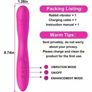 Rabbit Vibrator Sex Toys for Women, LUGAGA G Spot Rose Vibrator Dildo with 10 Vibrations and One-Click Enhanced Mode, Powerful D Rabbit Vibrator Sex Toys for Women, LUGAGA G Spot Rose Vibrator Dildo with 10 Vibrations and One-Click Enhanced Mode, Powerful D