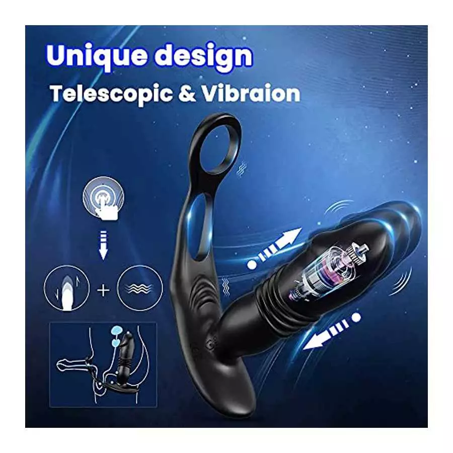 3 in 1 Telescopic Anal Vibrator Prostate Massage Butt Plug Prostate Stimulator Delay Ejaculation Penis Ring Dildos Sex Toys for 