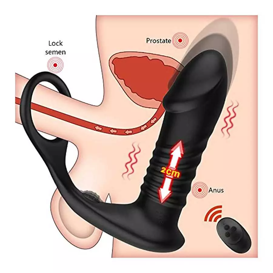 3 in 1 Telescopic Anal Vibrator Prostate Massage Butt Plug Prostate Stimulator Delay Ejaculation Penis Ring Dildos Sex Toys for 