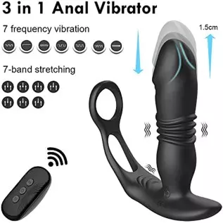 3 in 1 Telescopic Anal Vibrator Prostate Massage Butt Plug Prostate Stimulator Delay Ejaculation Penis Ring Dildos Sex Toys for 3 in 1 Telescopic Anal Vibrator Prostate Massage Butt Plug Prostate Stimulator Delay Ejaculation Penis Ring Dildos Sex Toys for