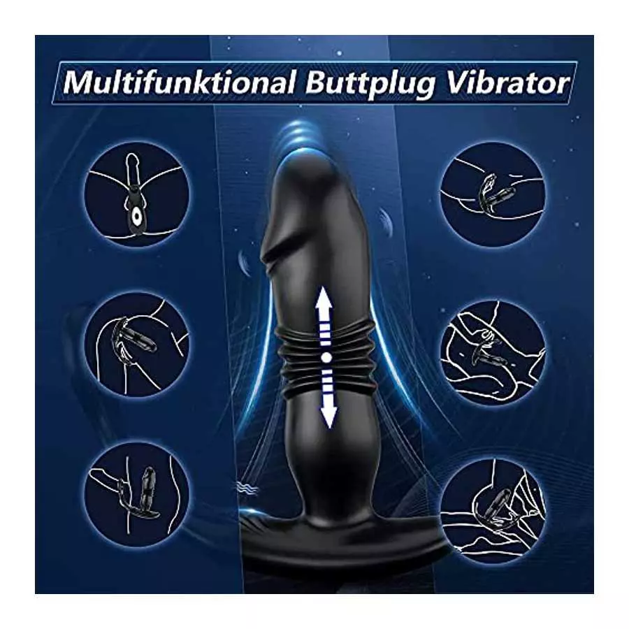 3 in 1 Telescopic Anal Vibrator Prostate Massage Butt Plug Prostate Stimulator Delay Ejaculation Penis Ring Dildos Sex Toys for 
