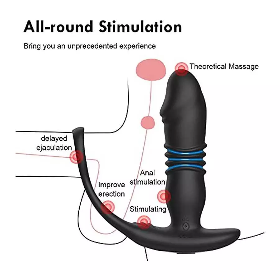 3 in 1 Telescopic Anal Vibrator Prostate Massage Butt Plug Prostate Stimulator Delay Ejaculation Penis Ring Dildos Sex Toys for 