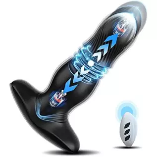 Thrusting Anal Vibrator, Prostate Massager with 7 Thrusting & Vibrating Modes Remote Control and Ultrafast Thrusting Frequency A
