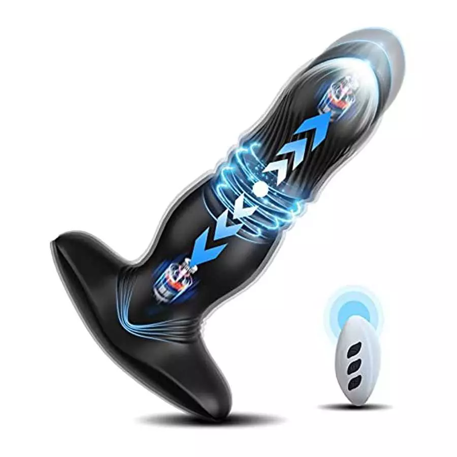 Thrusting Anal Vibrator, Prostate Massager with 7 Thrusting & Vibrating Modes Remote Control and Ultrafast Thrusting Frequency A
