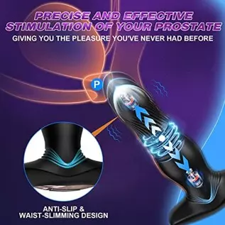 Thrusting Anal Vibrator, Prostate Massager with 7 Thrusting & Vibrating Modes Remote Control and Ultrafast Thrusting Frequency A