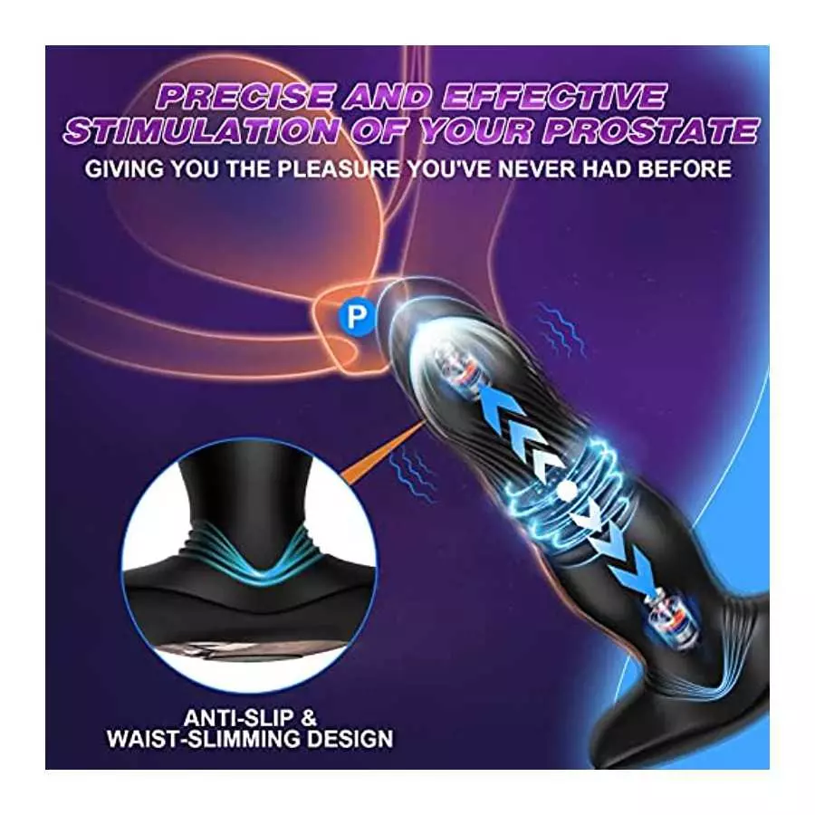 Thrusting Anal Vibrator, Prostate Massager with 7 Thrusting & Vibrating Modes Remote Control and Ultrafast Thrusting Frequency A