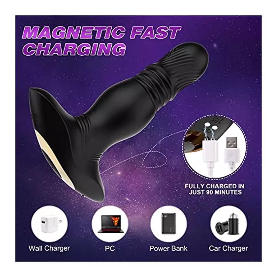 Thrusting Anal Vibrator, Prostate Massager with 7 Thrusting & Vibrating Modes Remote Control and Ultrafast Thrusting Frequency A