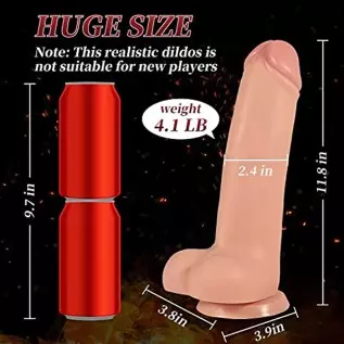 Huge Thick Dildo, 11.8 inch Lifelike Silicone Large Big Monster Dildos with Strong Suction Cup for Hands-Free Play, Fake Penis A