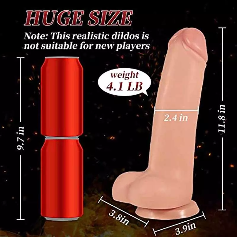 Huge Thick Dildo, 11.8 inch Lifelike Silicone Large Big Monster Dildos with Strong Suction Cup for Hands-Free Play, Fake Penis A
