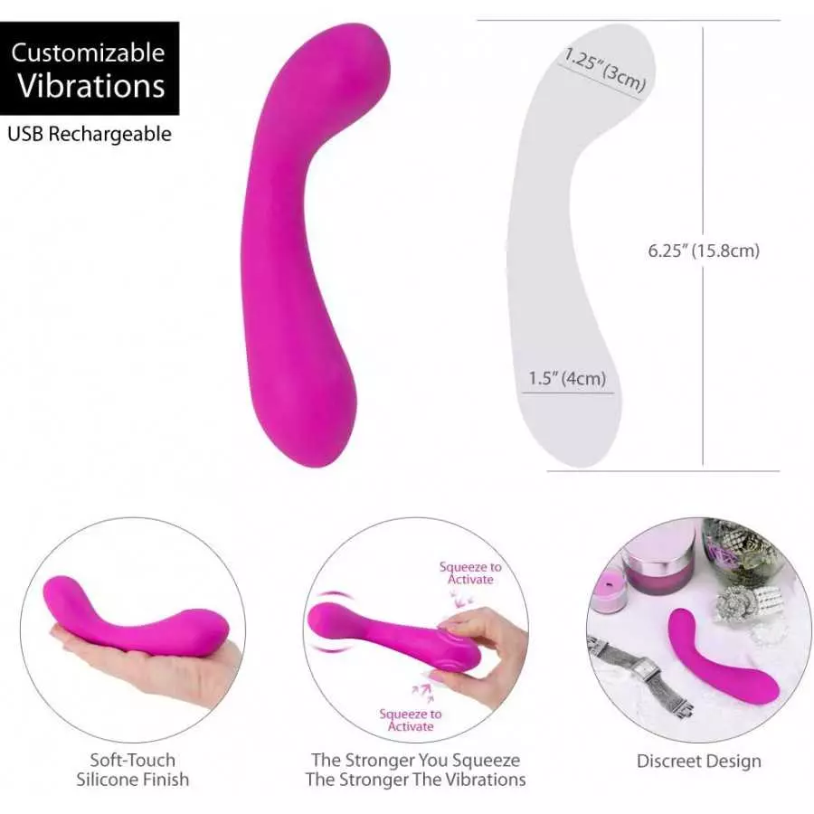 Pure Love New Squeeze-Control G-Spot Curve Vibrator, Rechargeable and Waterproof Massage Wand, Memory Function, Adult Sex Toy,Pi