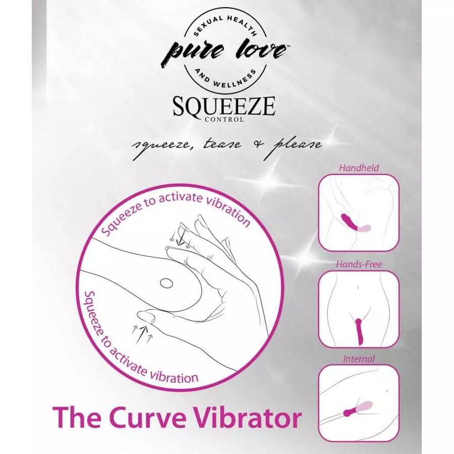 Pure Love New Squeeze-Control G-Spot Curve Vibrator, Rechargeable and Waterproof Massage Wand, Memory Function, Adult Sex Toy,Pi