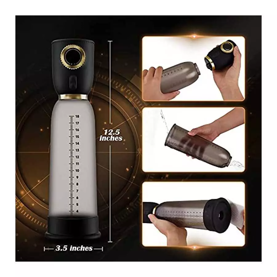 Electric Penis Pump, Penis Vacuum Pump with 6 Training Modes & 5 Suction Intensities, Rechargeable Penis Enlarger for Men Penis