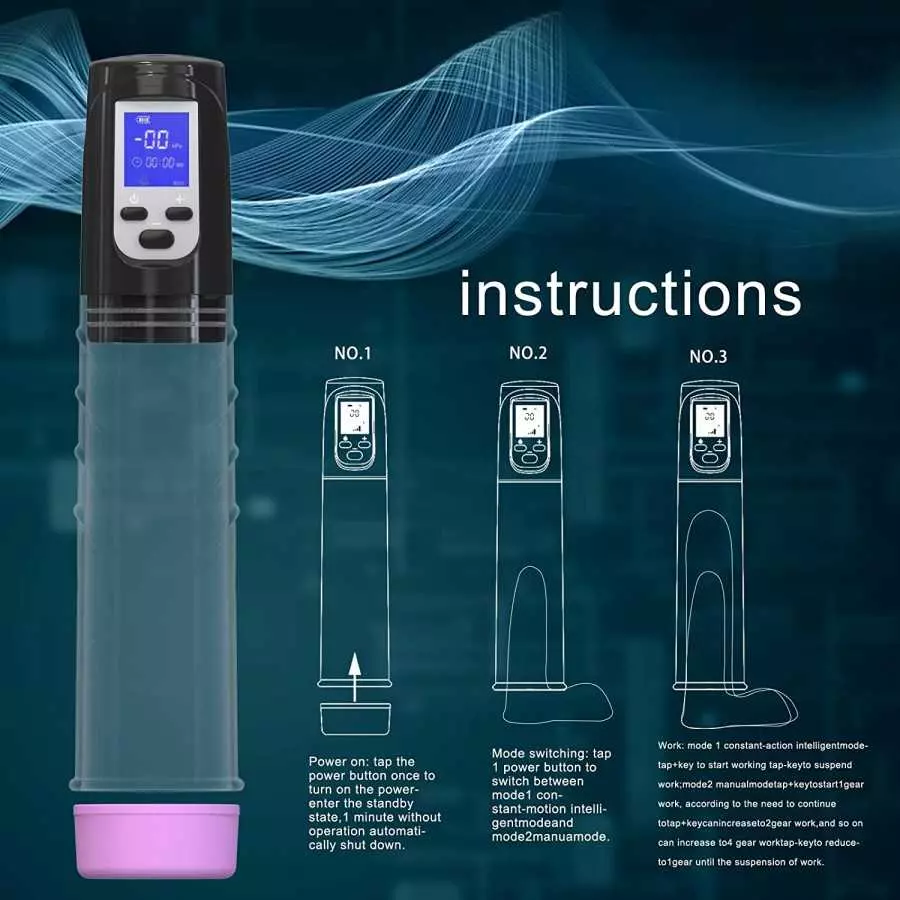 Electric Penis Pump Vacuum 12inch, PenisPump for Men Vacuum Suction Erection and Penis Enlargement with LCD Display, Male Mastur
