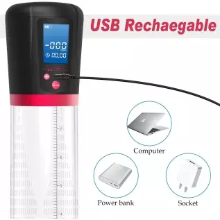 Electric Penis Vacuum Pump with 4 Suction Intensities, Adorime Rechargeable Automatic High-Vacuum Penis Enlargement Extend Pump, Electric Penis Vacuum Pump with 4 Suction Intensities, Adorime Rechargeable Automatic High-Vacuum Penis Enlargement Extend Pump,