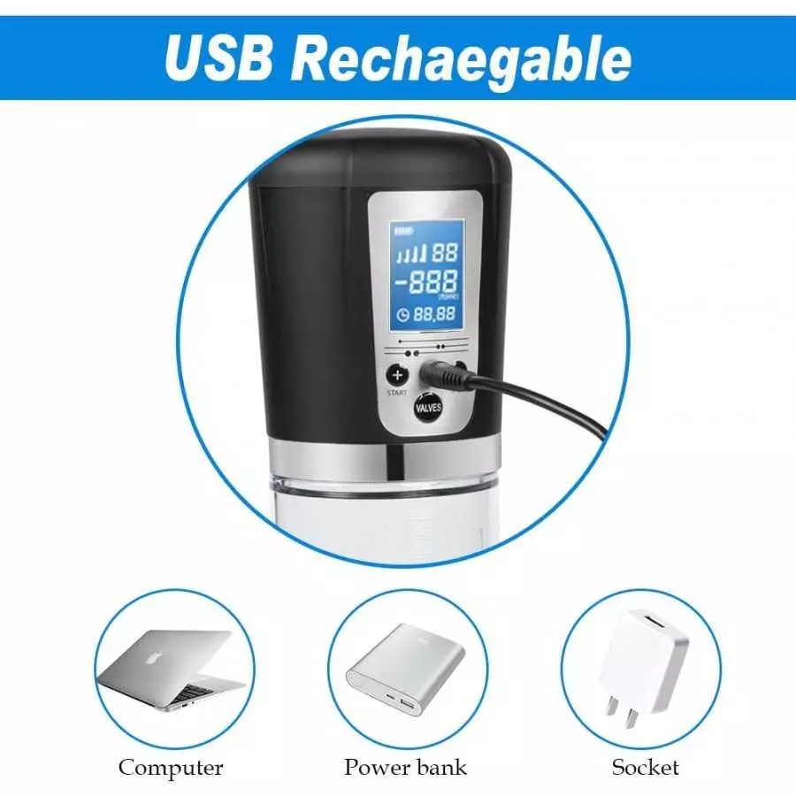 Electric Penis Vacuum Pump with 4 Suction Intensities, Adorime Rechargeable Automatic High-Vacuum Penis Enlargement Extend Pump,