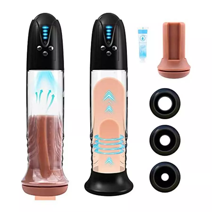 Electric Penis Vacuum Pump with Pocket Pussy, Automatic Male Masturbator Penis Enlargement Extend Pump with 4 Suction Intense, A Electric Penis Vacuum Pump with Pocket Pussy, Automatic Male Masturbator Penis Enlargement Extend Pump with 4 Suction Intense, A