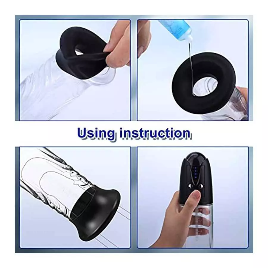 Electric Penis Vacuum Pump with Pocket Pussy, Automatic Male Masturbator Penis Enlargement Extend Pump with 4 Suction Intense, A