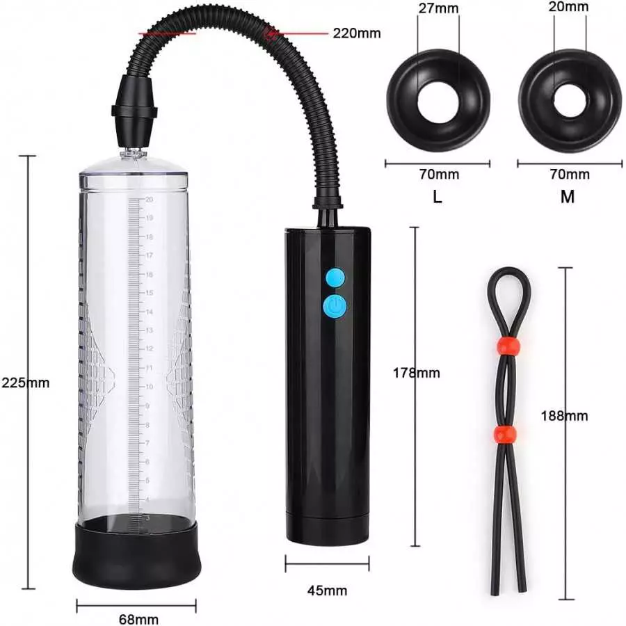 LIVE4COOL Manual Vacuum Penis Pump Strengthen Enlarger Booster Extender Device for Men Penis Massage Care with 1pcs Lifelike Vag