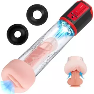 Automatic Sucking Penis Pump with Vagina Sleeve - LATUNE Rick, Electric Erection Pump Device with 5 Suction for Penis Enlargemen