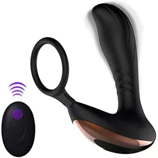 Prostate Massager Anal Vibrator, Remote Control with Cock Ring Butt Plug Vibrating G-spot Vibrator Adult Sex Toys for Men,Women 