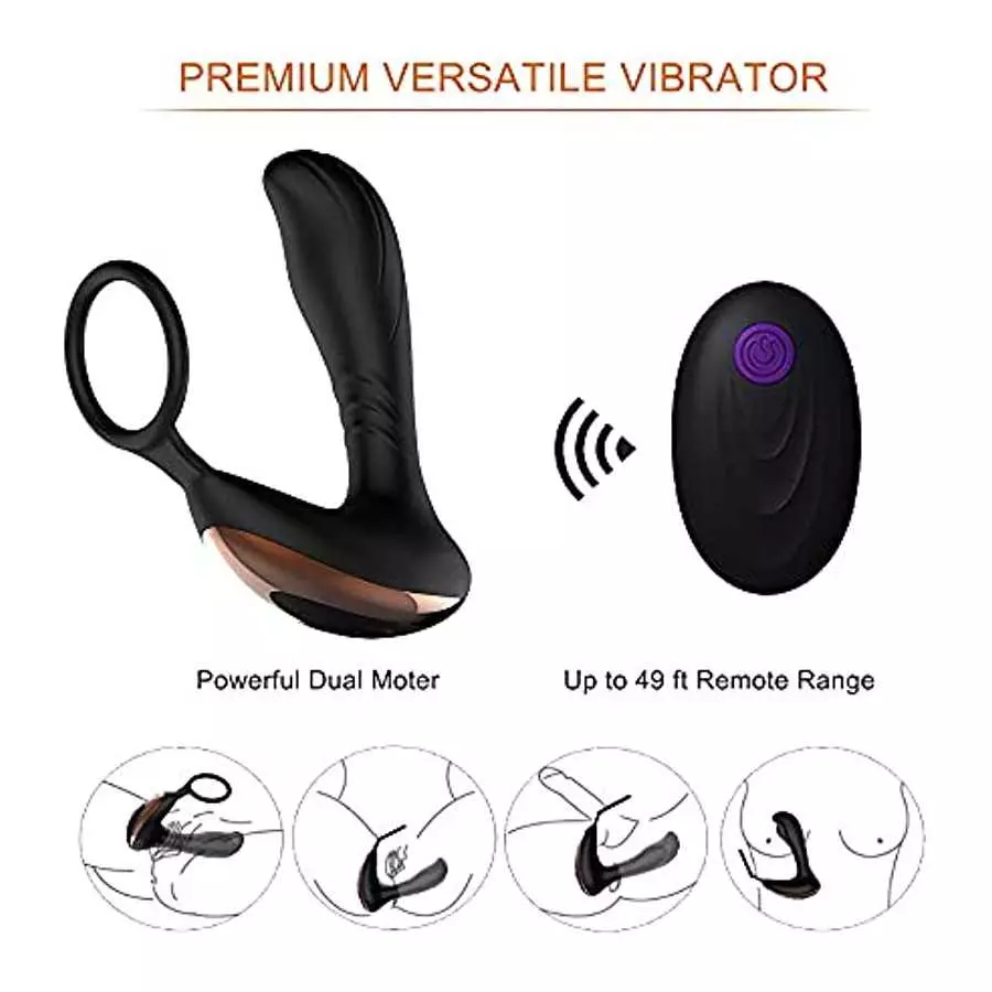 Prostate Massager Anal Vibrator, Remote Control with Cock Ring Butt Plug Vibrating G-spot Vibrator Adult Sex Toys for Men,Women 