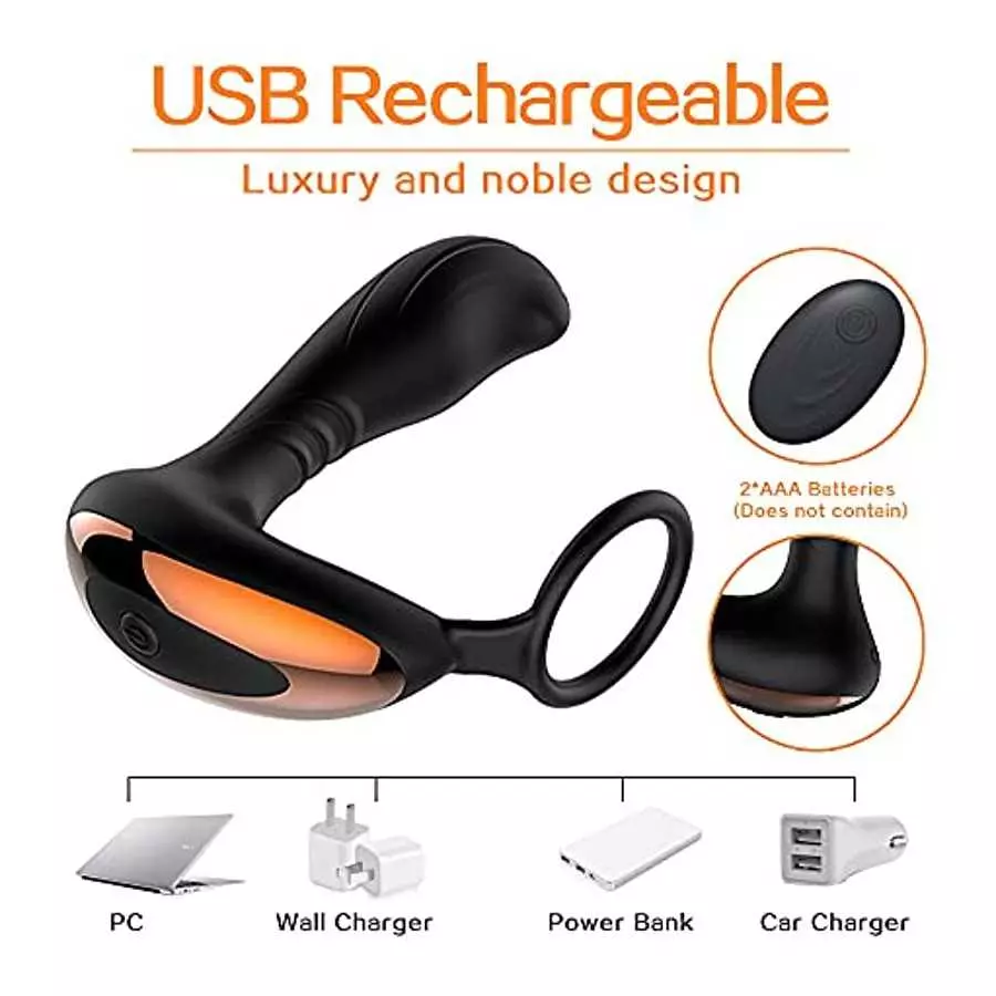 Prostate Massager Anal Vibrator, Remote Control with Cock Ring Butt Plug Vibrating G-spot Vibrator Adult Sex Toys for Men,Women 