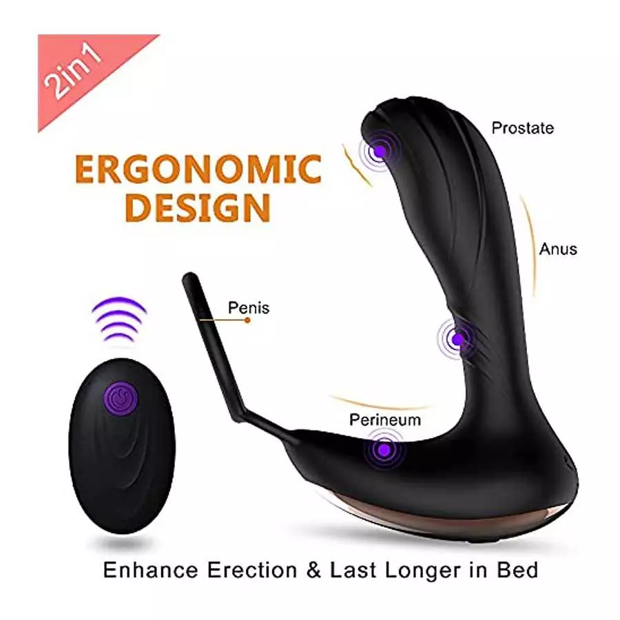Prostate Massager Anal Vibrator, Remote Control with Cock Ring Butt Plug Vibrating G-spot Vibrator Adult Sex Toys for Men,Women 