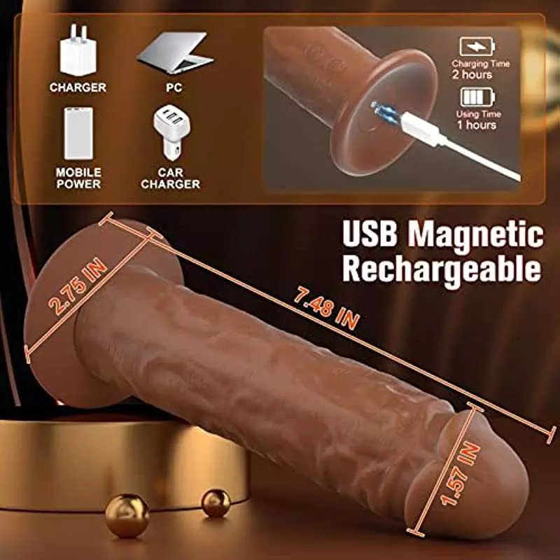 Sex Toys Vibrating Dildo Thrusting Vibrator with Heating, Realistic G Spot Tapping Dildos with 5 Thumping 10 Vibration Modes for