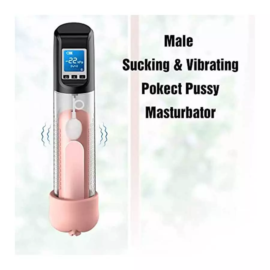 Electric Vacuum Vibrating Penis Pump with Pocket Pussy, 6 Suction & 9 Vibration Intensities, Penis Enlargement Extend Pump, Male
