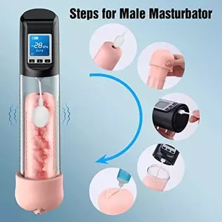 Electric Vacuum Vibrating Penis Pump with Pocket Pussy, 6 Suction & 9 Vibration Intensities, Penis Enlargement Extend Pump, Male Electric Vacuum Vibrating Penis Pump with Pocket Pussy, 6 Suction & 9 Vibration Intensities, Penis Enlargement Extend Pump, Male