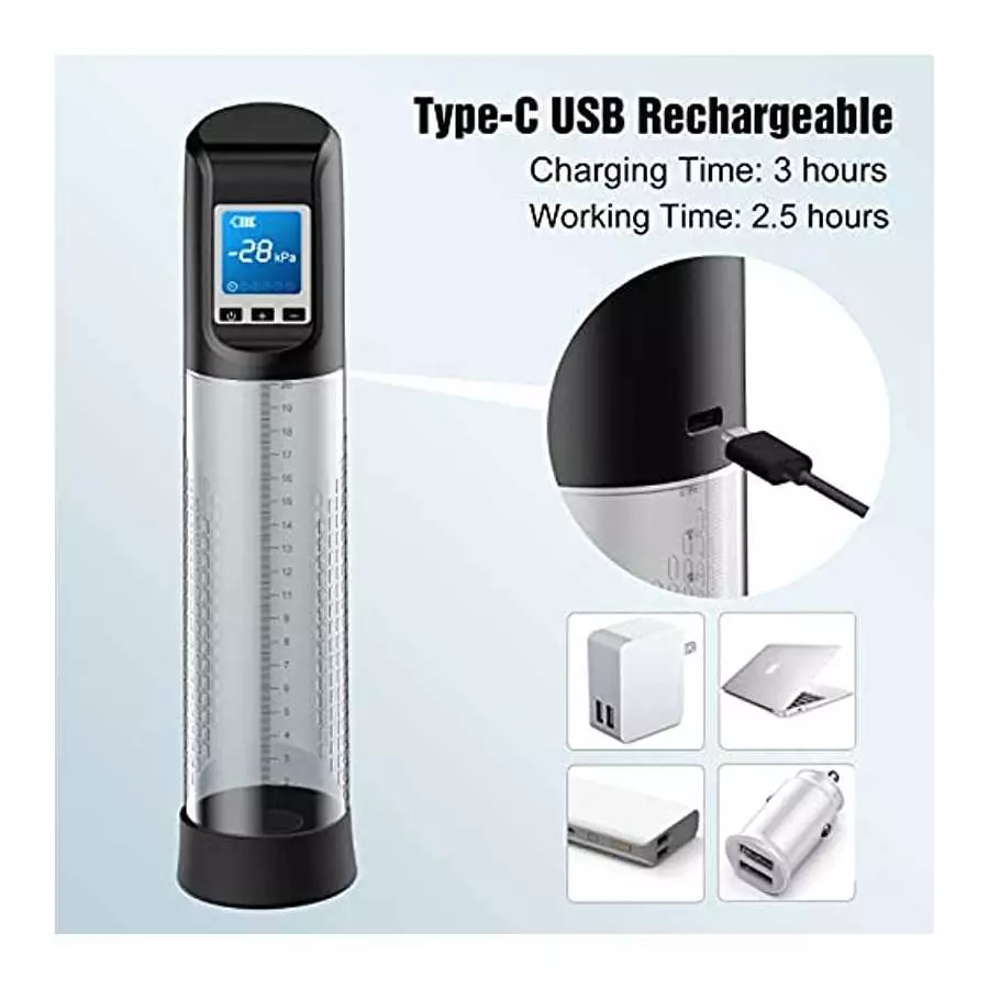 Electric Vacuum Vibrating Penis Pump with Pocket Pussy, 6 Suction & 9 Vibration Intensities, Penis Enlargement Extend Pump, Male